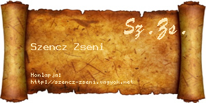 Szencz Zseni névjegykártya